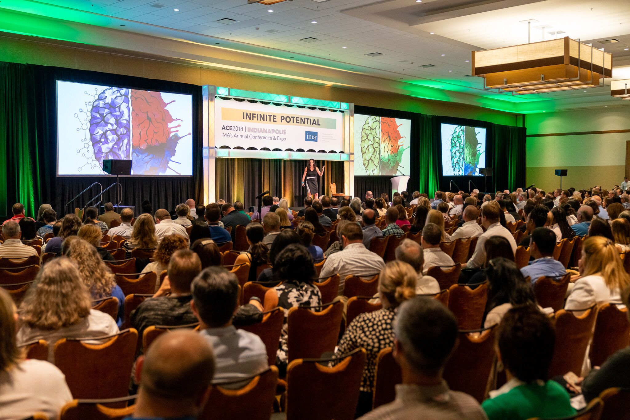 Keynoter Tamara Kleinberg speaks on the topic of innovation to a packed house.