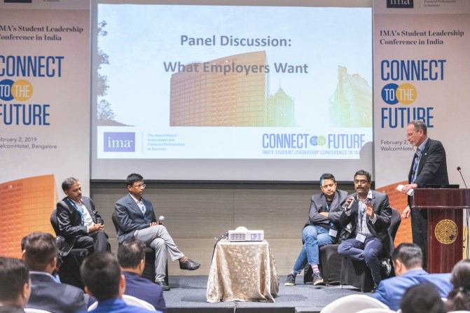 At a Student Leadership Conference session moderated by Juras, panelists discuss what employers want.