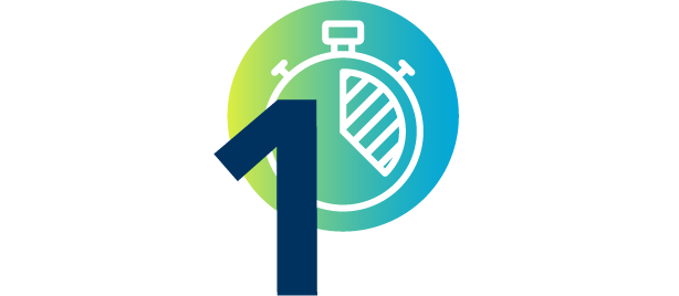 A graphic of a number 1 with a stopwatch behind it