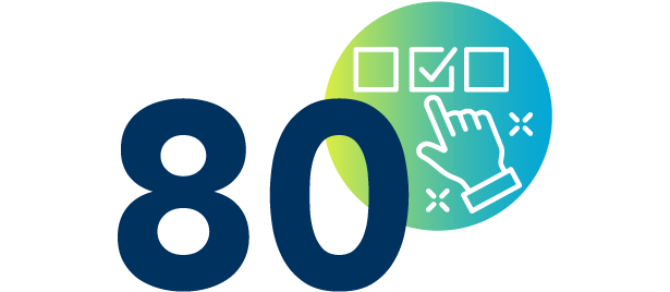 A graphic of number 80 with checkboxes behind