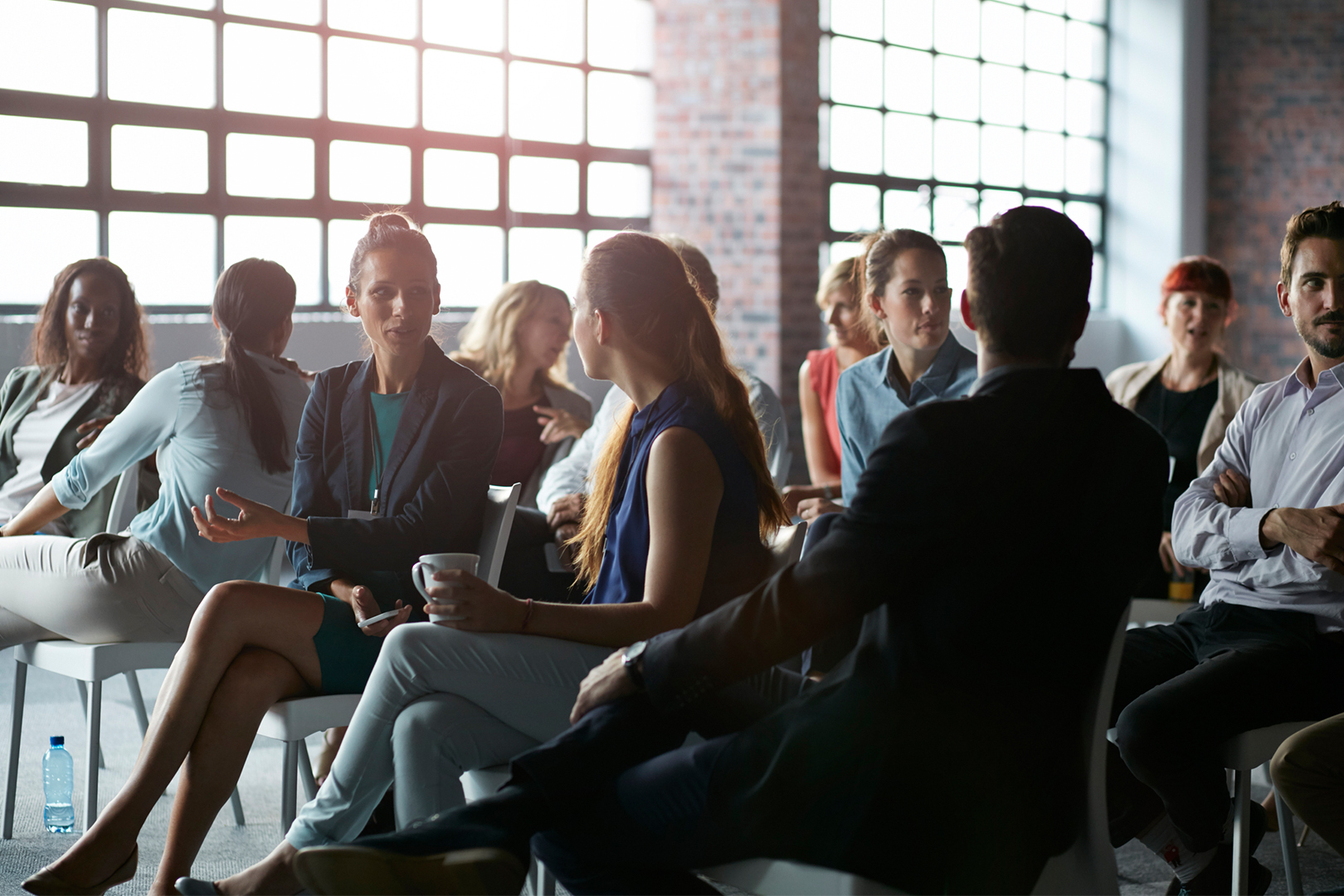 Professionals talking in a group
