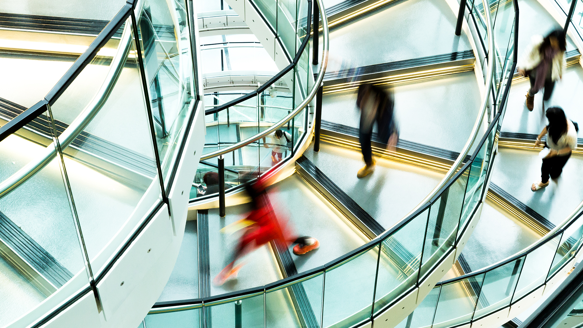 People climbing down the stairs