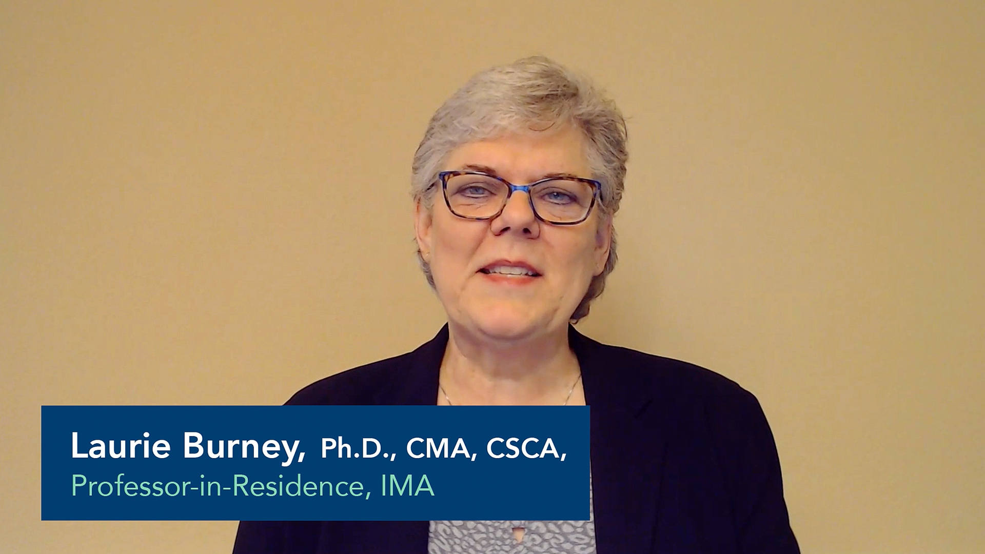Still of Laurie Burney, Ph.D., CMA, CSCA, Professor-in-Residence, IMA