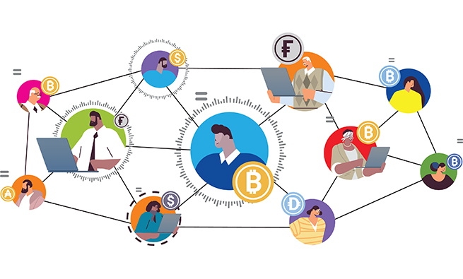 Network connecting people (illustration)