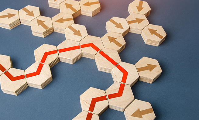  wooden pieces showing direction