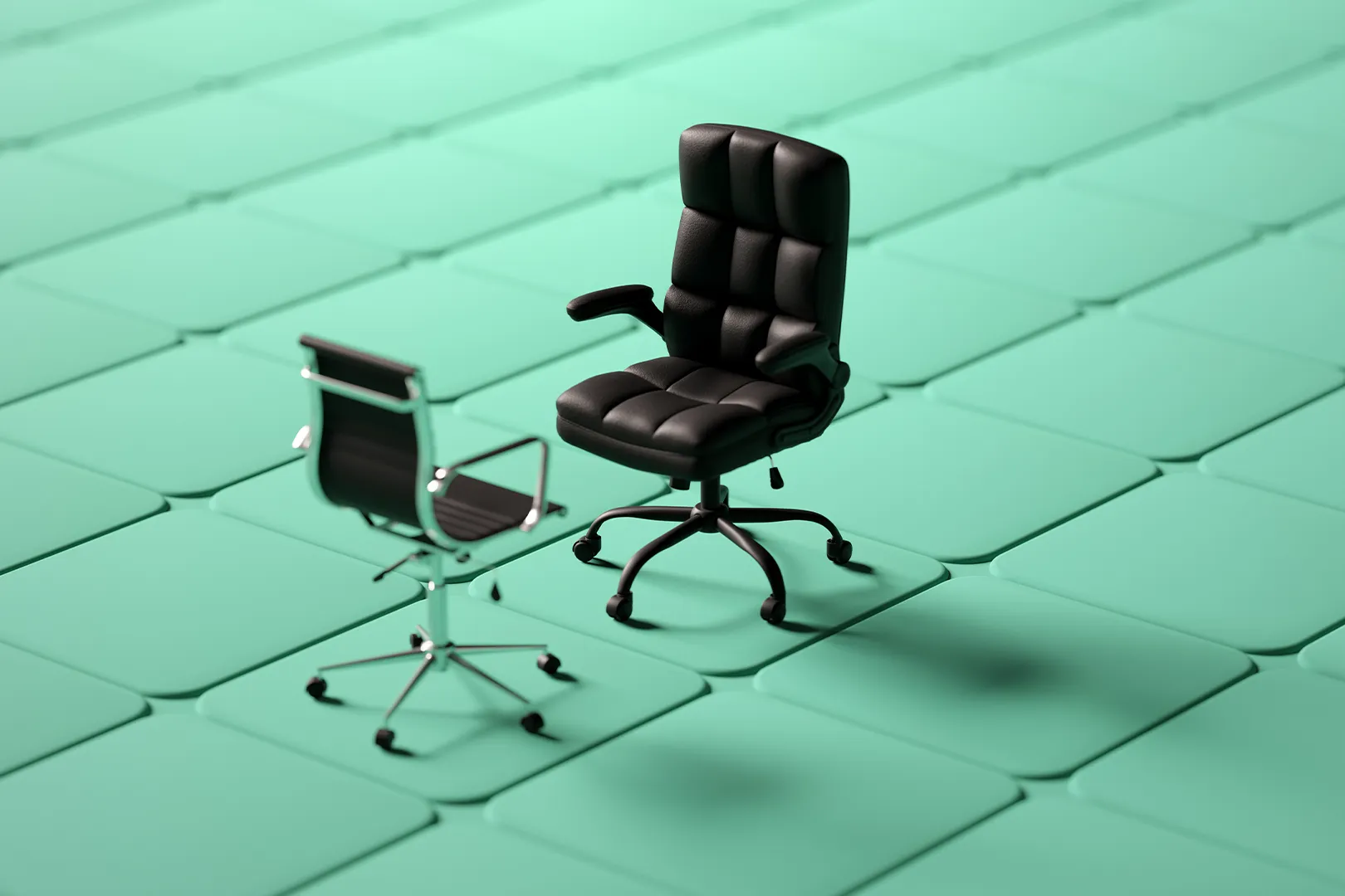 A room with two empty chairs facing one another