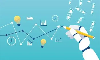 A robotic hand drawing a graph