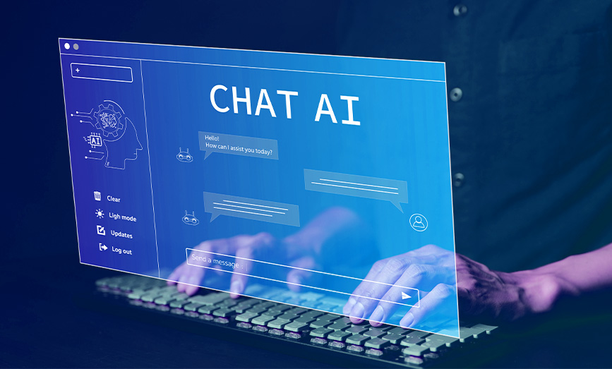A superimposed screen with the words "Chat AI" on it