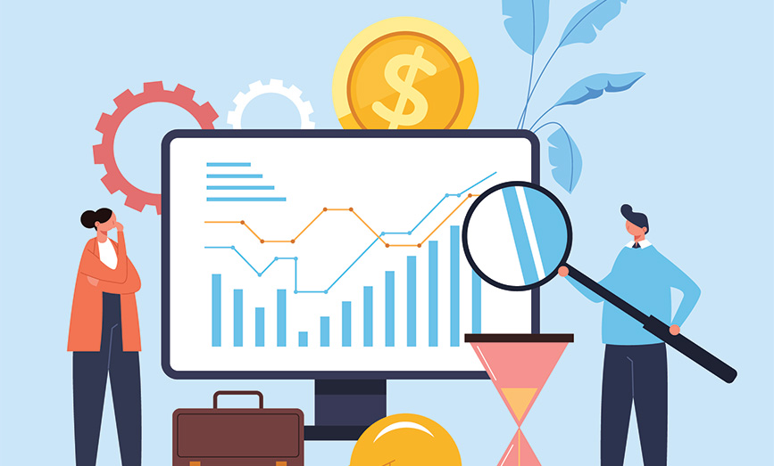 two people looking at a chart